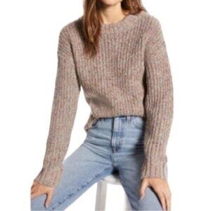 Something Navy | Tan Multi-colored Long Sleeves Sweater Size Medium